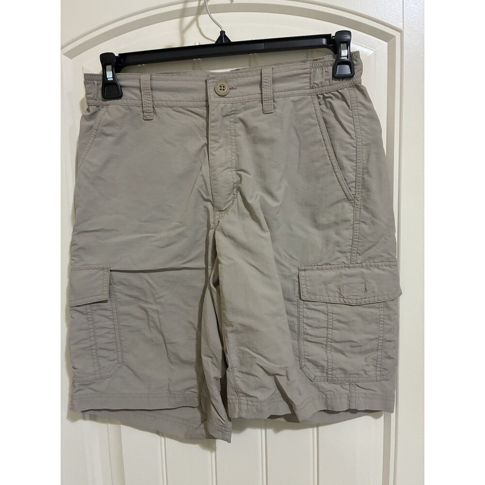Eddie Bauer Mens Travel Hiking Shorts 32 Cargo Nylon Stretch Elastic Waist 10"L